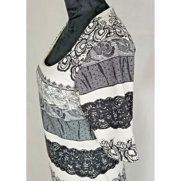 NWT - Kardashian Kollection Dress size L Bodycon Tattoo Style Vegas Black White - Picture 7 of 15